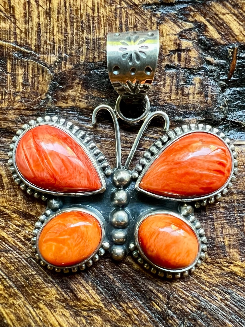 Spiny Oyster Butterfly Pendant Sterling Silver Southwestern